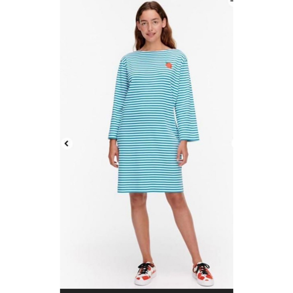 เดรส marimekko เดรสลายขวาง ชุดแบรนด์ marimekko มือ1 มีป้ายห้อย