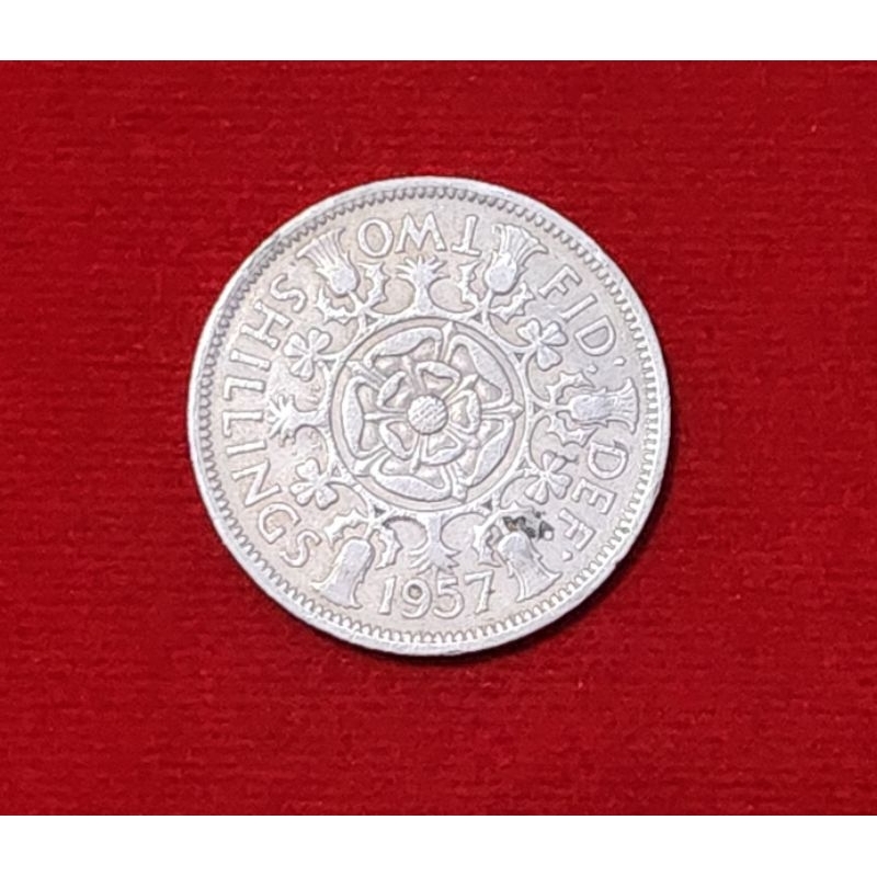 เหรียญ UK United Kingdom 2 shillings (florin) ปี 1957 สภาพสวยรับประกันแท้ 💯