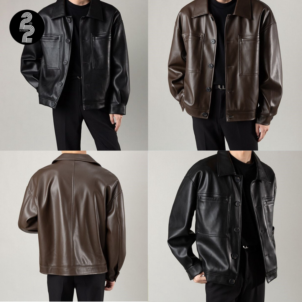 KR1264 "Blaxk Street Jacket" เสื้อแจ็คเก็ตหนังสายสตรีทเรโทรไม่มีไม่ได้แล้วว