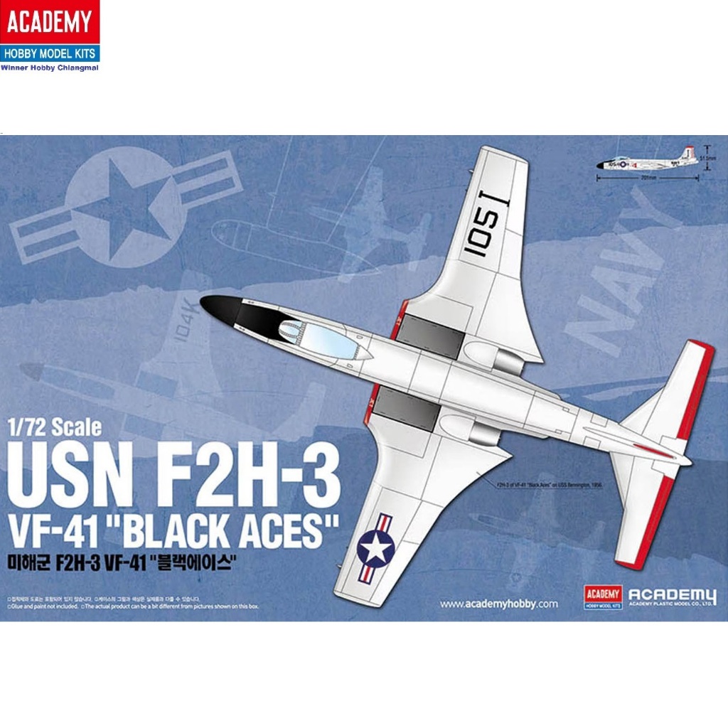 โมเดลเครื่องบิน Academy 12548 USN F2H-3 VF-41 BLACK ACES scale 1/72