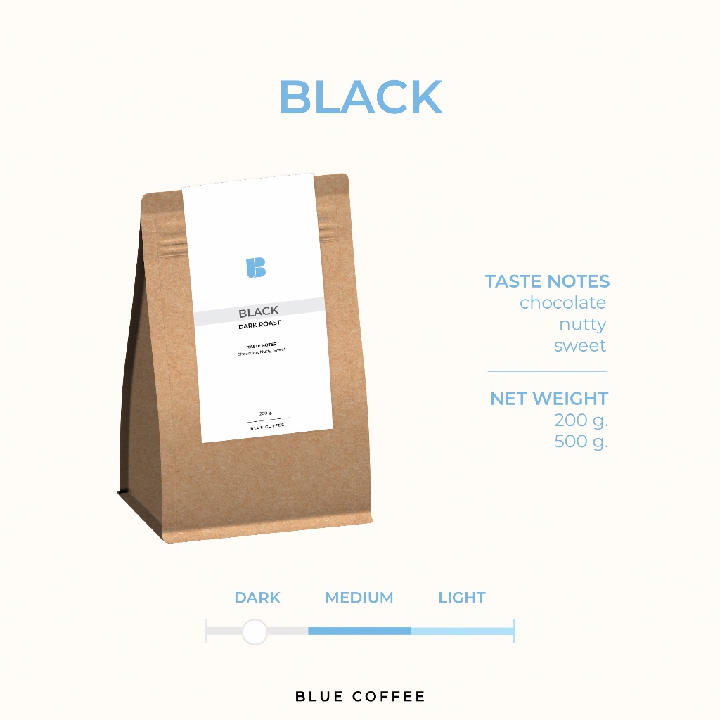 เมล็ดกาแฟ คั่วเข้ม - Black