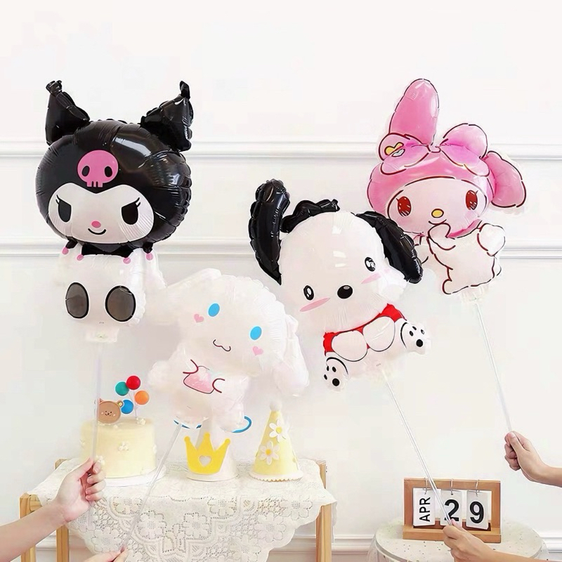 ลูกโป่งซานริโอ้ ลูกโป่งฟอยล์การ์ตูน มีก้านถือ สินค้าพร้อมส่งในไทย