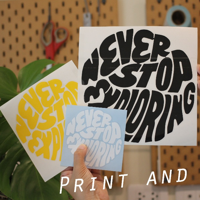 สติ๊กเกอร์ลาย Never stop exploring ราคาถูก งานไดคัท กันน้ำกันแดด มีหลายแบบ ตัดพร้อมติดเทปยก