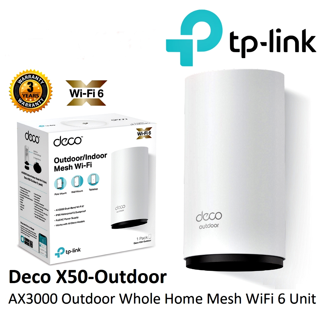 TP-LINK (Deco X50-Outdoor) AX3000 Outdoor/Indoor Mesh Wi-Fi 6 Unit ความเร็วรวมสูงถึง 3,000 Mbps บนคลื่น 5 GHz