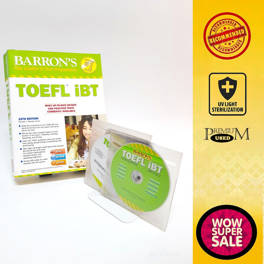 หนังสือคู่มือเตรียมสอบโทเฟิล+3CD ฺBARRON'S TOEFL iBT 15th EDITION