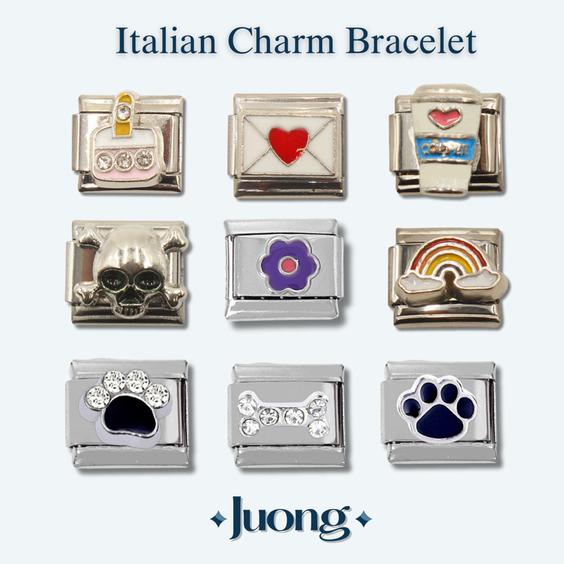 yourcharm italian charm bracelet อิตาเลี่ยนชาร์ม สร้อยข้อมือเลือกลายเองได้ Set002