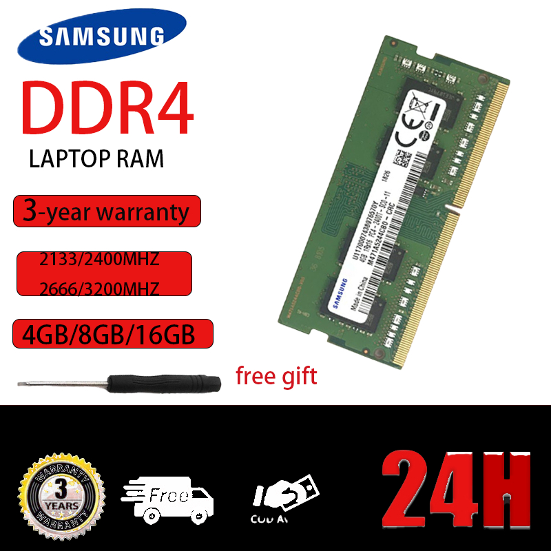 หน่วยความจำแล็ปท็อป Samsung DDR4 4GB 8GB 16GB 2133MHZ 2400MHZ 2666MHZ 3200MHZ SODMM PCL4 RAM หน่วยความจำแล็ปท็อป