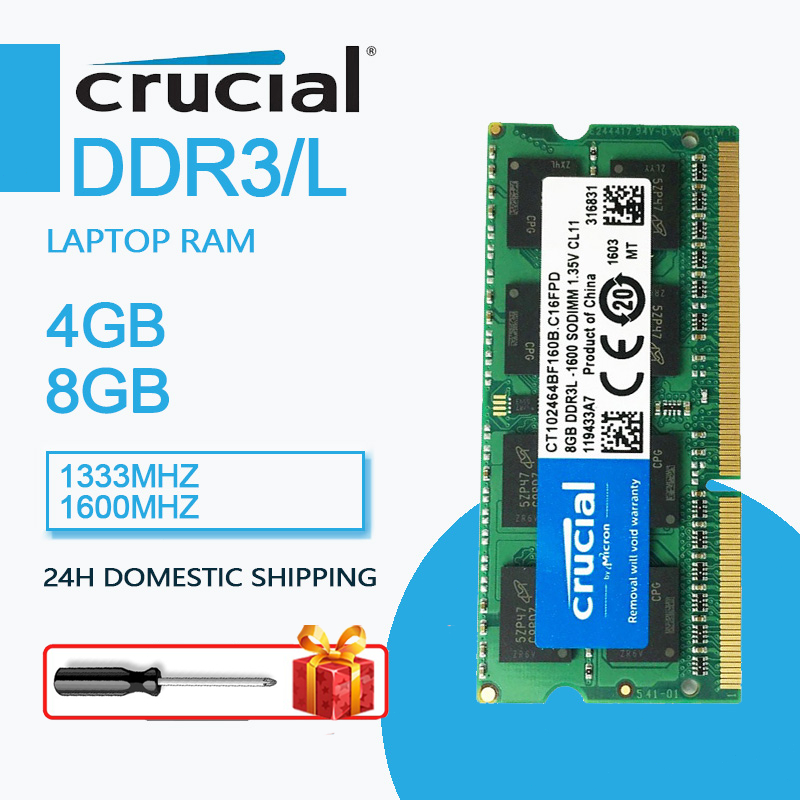 [Local 24H ship] Crucial 4GB 8GB RAM DDR3 DDR3L 1600Mhz แรมโน๊ตบุ๊ค PC3 PC3L-12800 204pin SODIMM Laptop memory