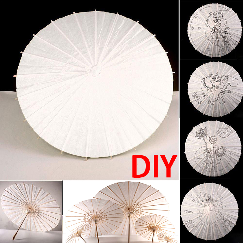 ร่มไม้กระดาษสีขาว DIY ขนาด20/60/84ซม.สไตล์จีน  Paper umbrella สำหรับตกแต่ง ถ่ายภาพ - รูปที่ 5