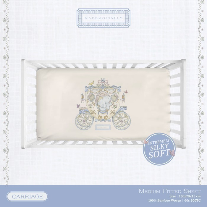 Mademoisally Bamboo Woven Medium Fitted Sheet Carriage  ผ้าปูที่นอนขนาดกลาง ทอจากใยไผ่ ขนาด 130x70x1