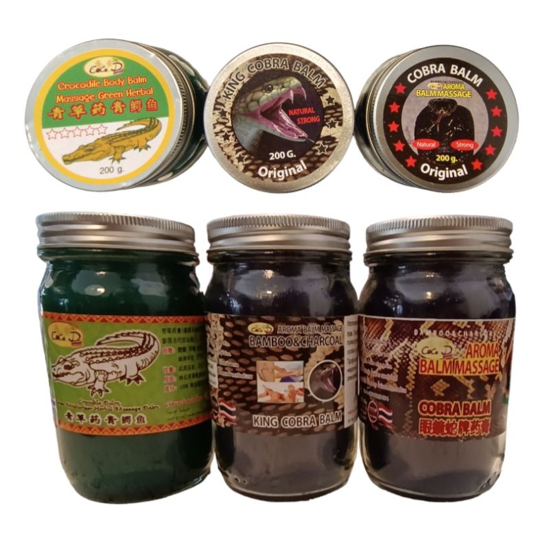 หม่องสมุนไพร บาล์ม จระเข้ งู 200 กรัม Snake Thai balm / Crocodile Thai balm