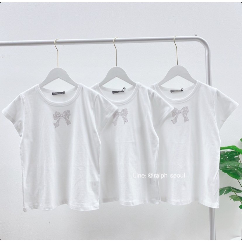 RONRON CRYSTAL RIBBON T-SHIRT