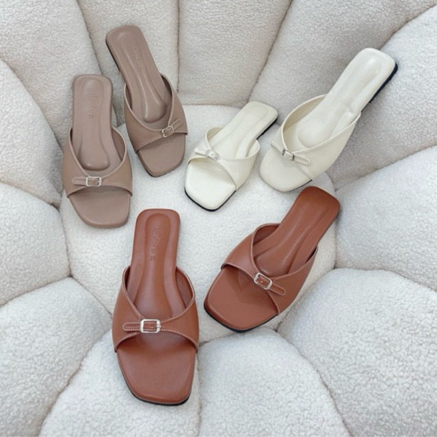 Bibish.Gatsby sandals (รุ่นแกสบี้) รองเท้าแตะแต่งเข็มขัด ไซส์ใหญ่-เล็ก (36-45) ซัพนุ่มใส่สบายเท้า (+