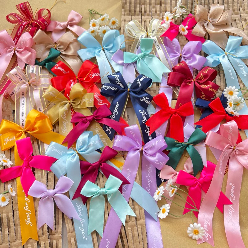 (พร้อมส่ง) โบว์ DIY ติดของขวัญ ติดช่อดอกไม้💐 ทำมาลัย จากริบบิ้นผ้าซาติน 🎀 โบว์สำเร็จรูป Bow Ribbon ของขวัญ งาน วันสำคัญ