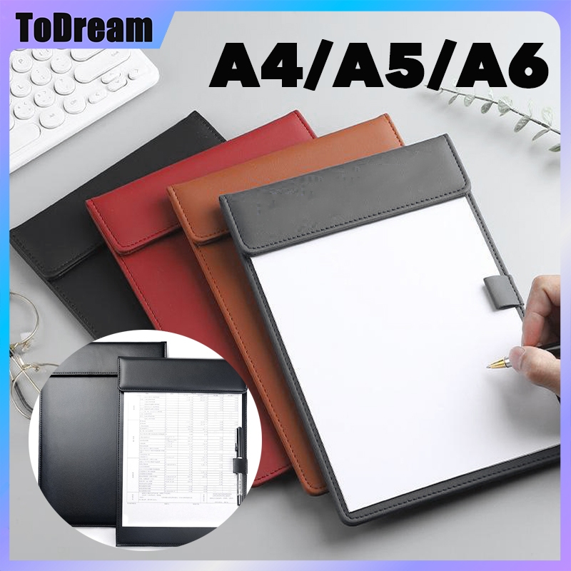 คลิปบอร์ดหนัง แผ่นรองเขียน สั่งอาหาร หัวหนีบแม่เหล็ก A6/A5/A4รุ่น คลิปบอร์ดแม่เหล็ก แฟ้มเสนอเซ็น