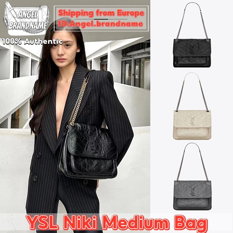 👜อีฟส์แซงต์โลรองต์ Saint Laurent/YSL Niki Medium Bag กระเป๋า สุภาพสตรี/กระเป๋าสะพายไหล่