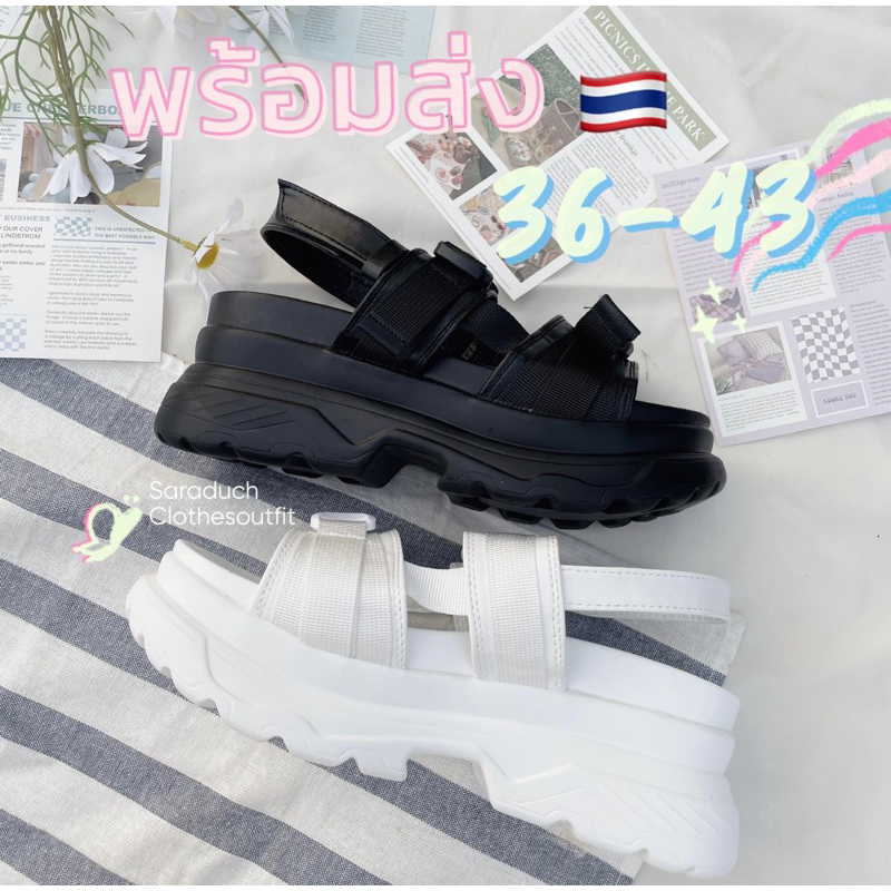 🇹🇭พร้อมส่งไทย size 37-43รองเท้า รัดส้นผู้หญิง ไซส์ใหญ่ เสริมส้น-รัดส้นA502