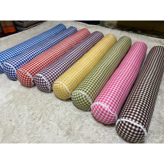 หมอนข้างทรงกลมใหญ่ขนาด ก21*ยาว107*ส21 ลายสก๊อต มินิมอล ยัดนุ่นแท้100%