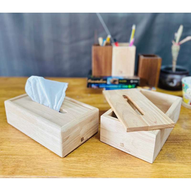 กล่องใส่ทิชชู่ Tissue box ผลิตจากไม้แท้ มินิมอล - รูปที่ 2