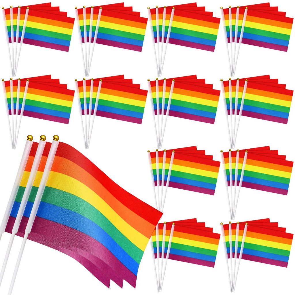 lgbtq ธงมินิธงสายรุ้งเทศกาลความภาคภูมิใจ100pcs