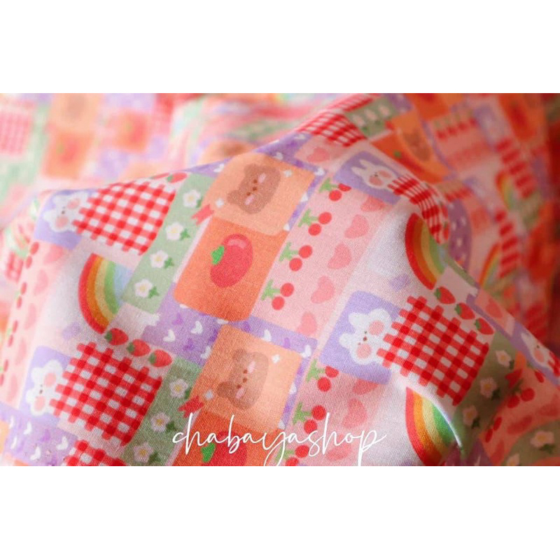 ผ้าคอตตอนป๊อปลิน100%   หน้ากว้าง 58นิ้ว นำเข้า ลายน่ารัก ผ้าวัดขายเป็นเมตร