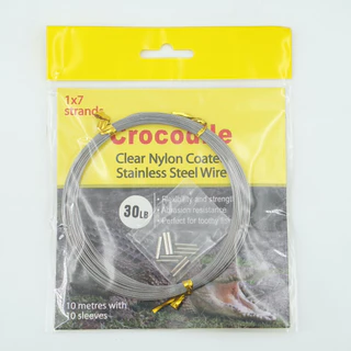 สายสลิงจระเข้ Crocodile สายสลิงตกปลา 20-100 ปอนด์ Clear Nylon Coated Stainless Steel Wire