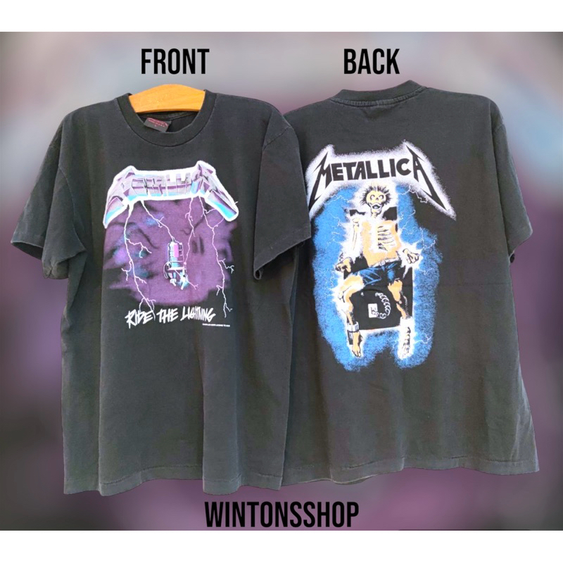 เสื้อยืด Metallica เก้าอี้ไฟฟ้า เสื้อวง ผ้าเฟด