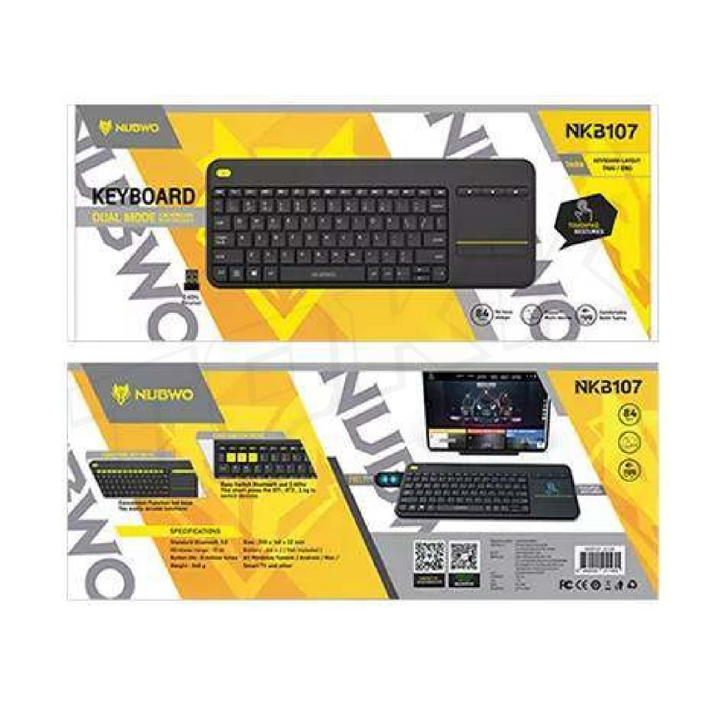 Nubwo รุ่น NKB-107 คีย์บอร์ด+เมาส์ทัช Keyboard Dual Mode Wireless Bluetooth Touchpad คีย์บอร์ดไร้สายมีทัชแพด