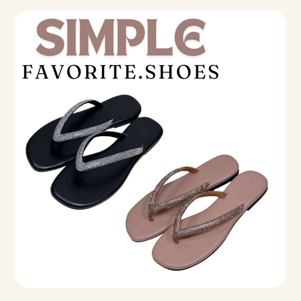 simple (FS7) รองเท้าแตะคีบ size 36-45 คาดเพชรหูหนีบ