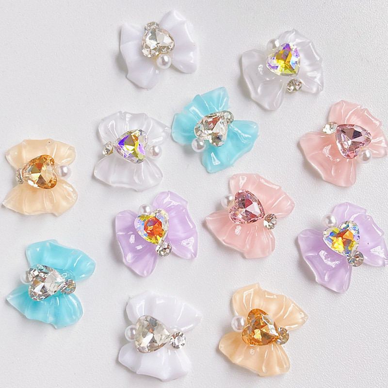 อะไหล่โบว์ตัวใหญ่ ตกแต่งหน้าเล็บ DIY ตามใจชอบ (10ตัว)