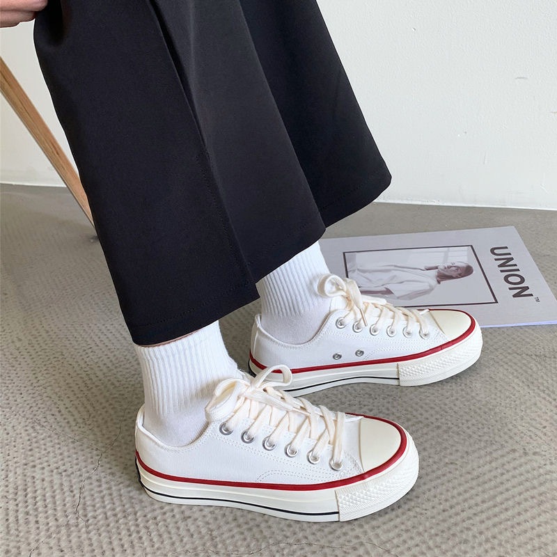 รองเท้าผ้าใบลำลองสีขาว ระบายอากาศได้ สะดวกสบาย ทนต่อการสึกหรอ - รูปที่ 3