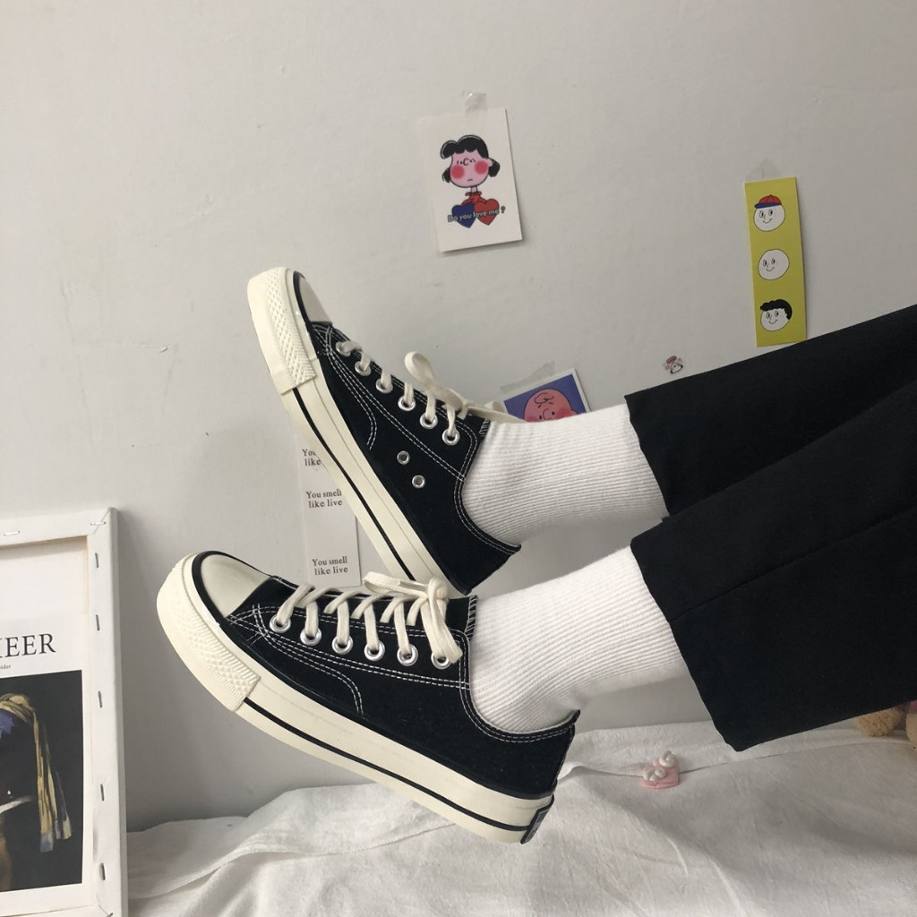 รองเท้าผ้าใบลำลองสีขาว ระบายอากาศได้ สะดวกสบาย ทนต่อการสึกหรอ - รูปที่ 4