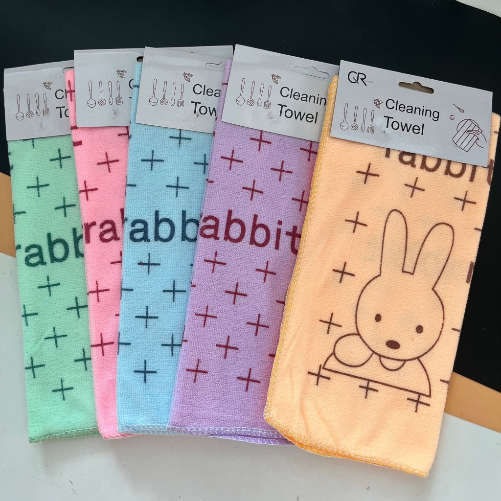 (ยกโหล 12 ชิ้น) No.417  ผ้าเช็ดโต๊ะ ผ้าเช็ดจาน ผ้าเช็ดมือ สุ่มลายสินค้าผ้าเช็ดอเนกประสงค์ แพ็ค 3 ผืน