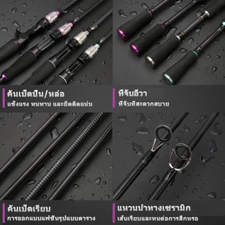 🐬HAIYI FISHING🐬ชุดคันเบ็ดตกปลา คาร์บอนไฟเบอร์ ยาว 2.1 ม. พร้อมรอกโลหะ 18+1BB 7.2:1 รับน้ำหนักได้เต็มที่ 10 กก.