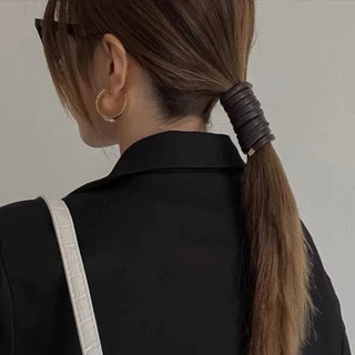 Leather Rope ยางรัดผมขดลวดหุ้มหนัง สไตส์เกาหลี สวย เท่ ไม่ซ้ำใคร ยางมัดผม