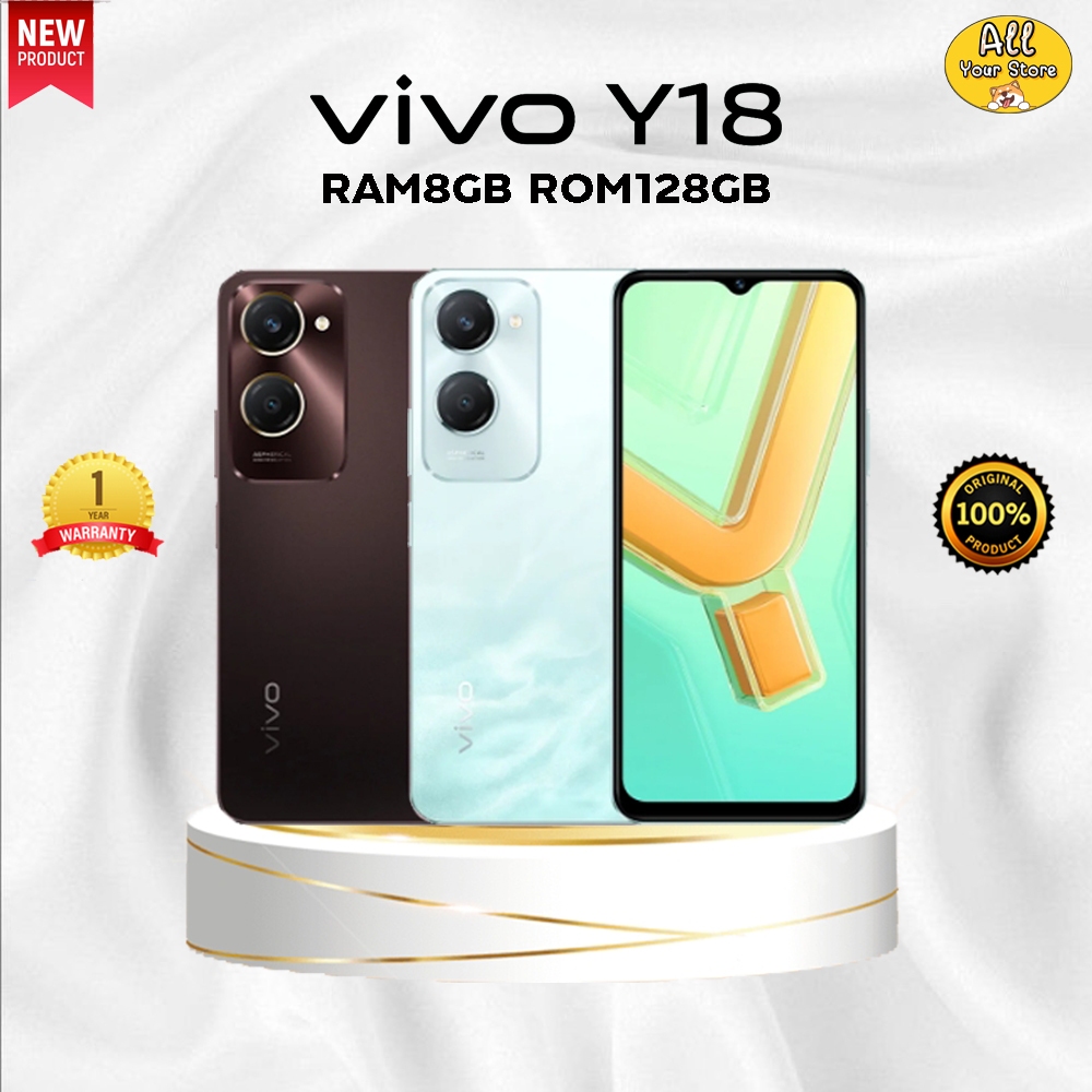 Vivo Y18 ความจำ Ram 8+128GB  มือถือราคาประหยัดรุ่นใหม่ล่าสุด ตัวเครื่องสีสันสดใสสไตล์มินิมอล เป็นเฉดสียอดนิยม