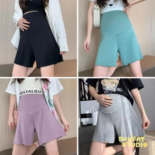 กางเกงคนท้อง ขาสั้นผ้าพริ้วสวมใส่สบาย เอวสูงคลุมปิดหน้าท้องได้อย่างดี