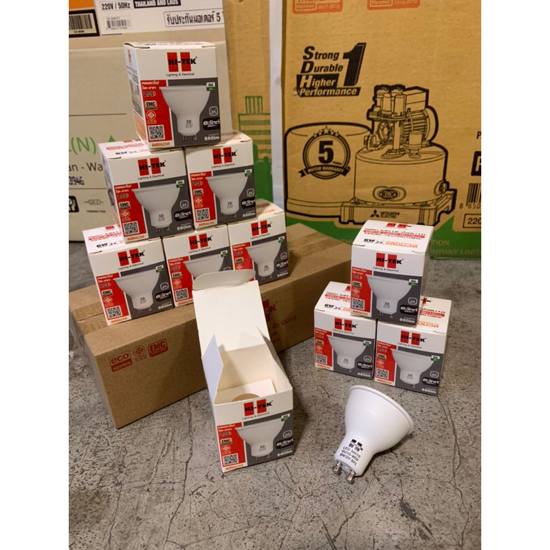 HitekหลอดไฟLEDหลอดMR16ขั้วGU10ขนาด6Wต่อตรง220Vแสงวอมยี่ห้อHitek