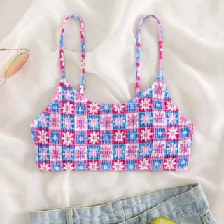 ชุดว่ายน้ำผู้หญิง บิกินี่ด้านบน bikini ลาย ดอกไม้ สีต่างๆ ความยืดหยุ่นที่ดีและเนื้อผ้าที่สบาย#00305