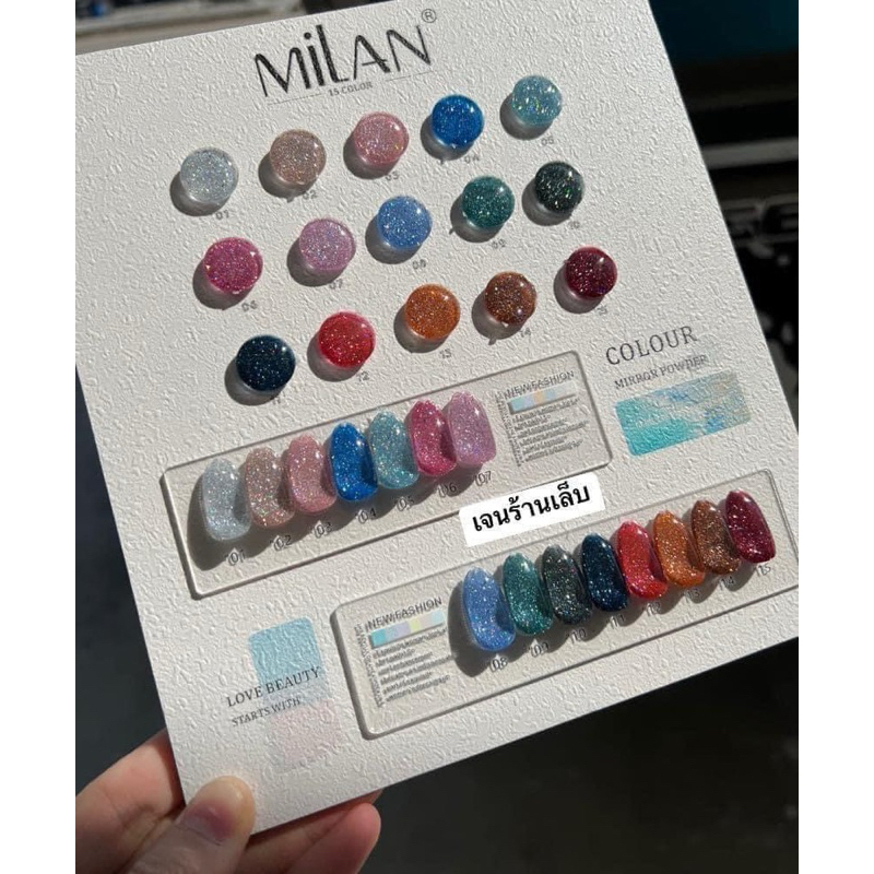 พร้อมส่งไนไทยสีแฟลชMilan มี15 สีฟรีชาร์ทสีค่ะ