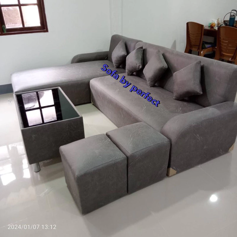 โซฟาตัวแอลเข้ามุม ขนาด2.60เมตร พร้อมโต๊ะกลาง ส่งฟรีกรุงเทพปริมณฑล ต่างจังหวัดมีค่าส่ง