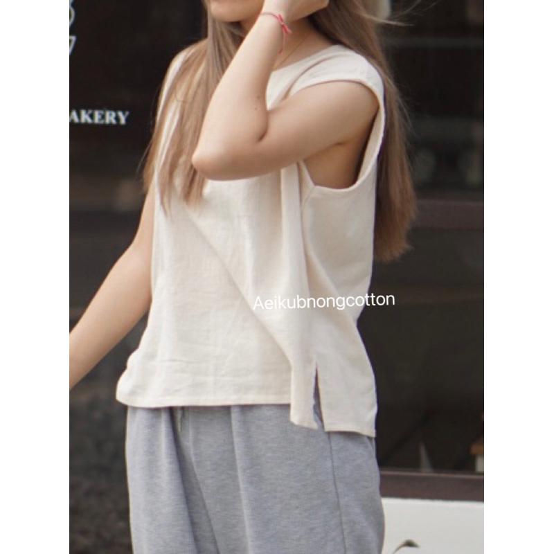 เสื้อผ้าฝ้าย เสื้อแขนกุด เนื้อผ้านุ่ม ใส่สบาย