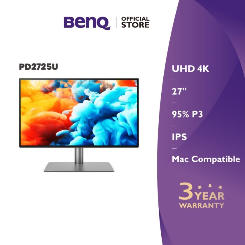 BenQ PD2725U 27นิ้ว 4K 100% sRGB Thunderbolt 3 Mac-Ready Designer Monitor (จอคอมงานกราฟฟิค)