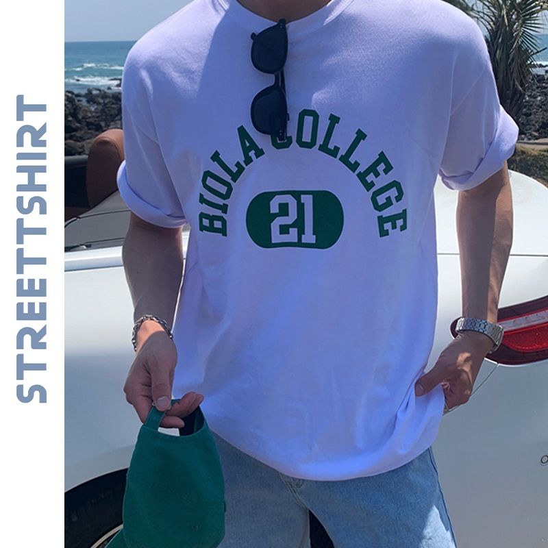 streettshirt เสื้อยืดแขนสั้นผ้าฝ้าย 100% ขนาดใหญ่พิเศษ XL สำหรับผู้ชาย (3XL)T009-092