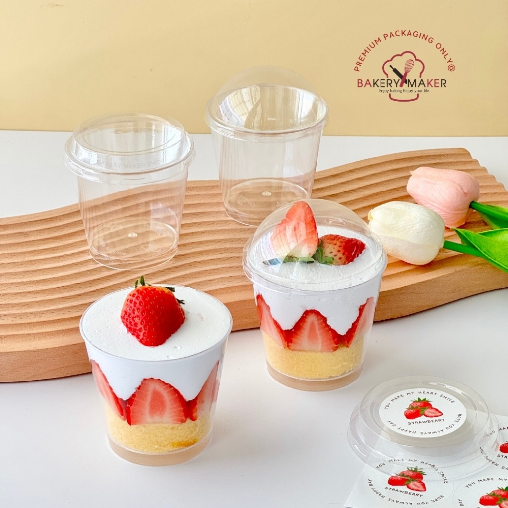 มีส่งด่วน ถ้วยพลาสติก 7oz. ทรงสูง พร้อมฝาโดม 10 ใบ / ถ้วยมูส บลูเบอรี่ชีสเค้ก วุ้น ถ้วย 7 ออนซ์