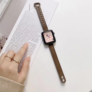 เหมาะสำหรับ iwatch ultra S11 10 9 8 6 7 5 4 32 1 se double buckle ของแท้หนังบางสายนาฬิกา49mm46mm44mm45mm42mm41mm38mm40mm