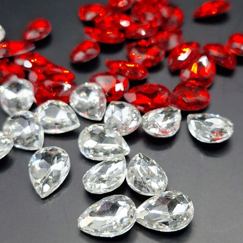 คริสตัลหยดน้ำ พลอยเทียมหยดน้ำ 10×14mm แก้วคริสตัลทรหยดน้ำ เพชรติดพระ เพชรตกแต่ง(10เม็ด) เพชรติดเล็บ อะไหล่ตกแต่ง เพชรdiy