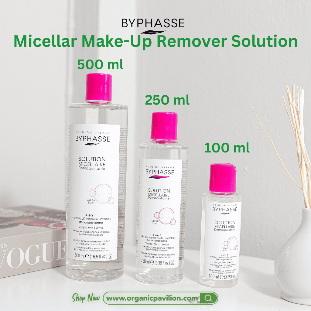 BYPHASSE บีฟาส คลีนซิ่งไมเซล่า สูตรอ่อนโยน Micellar Make-Up Remover Solution (100 ml, 250 ml or 500 ml)