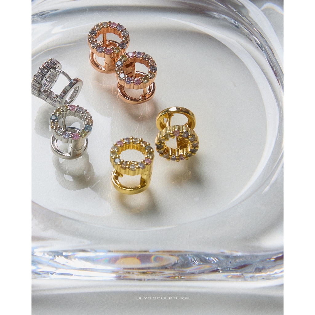 Julys - pastel glint huggie earrings