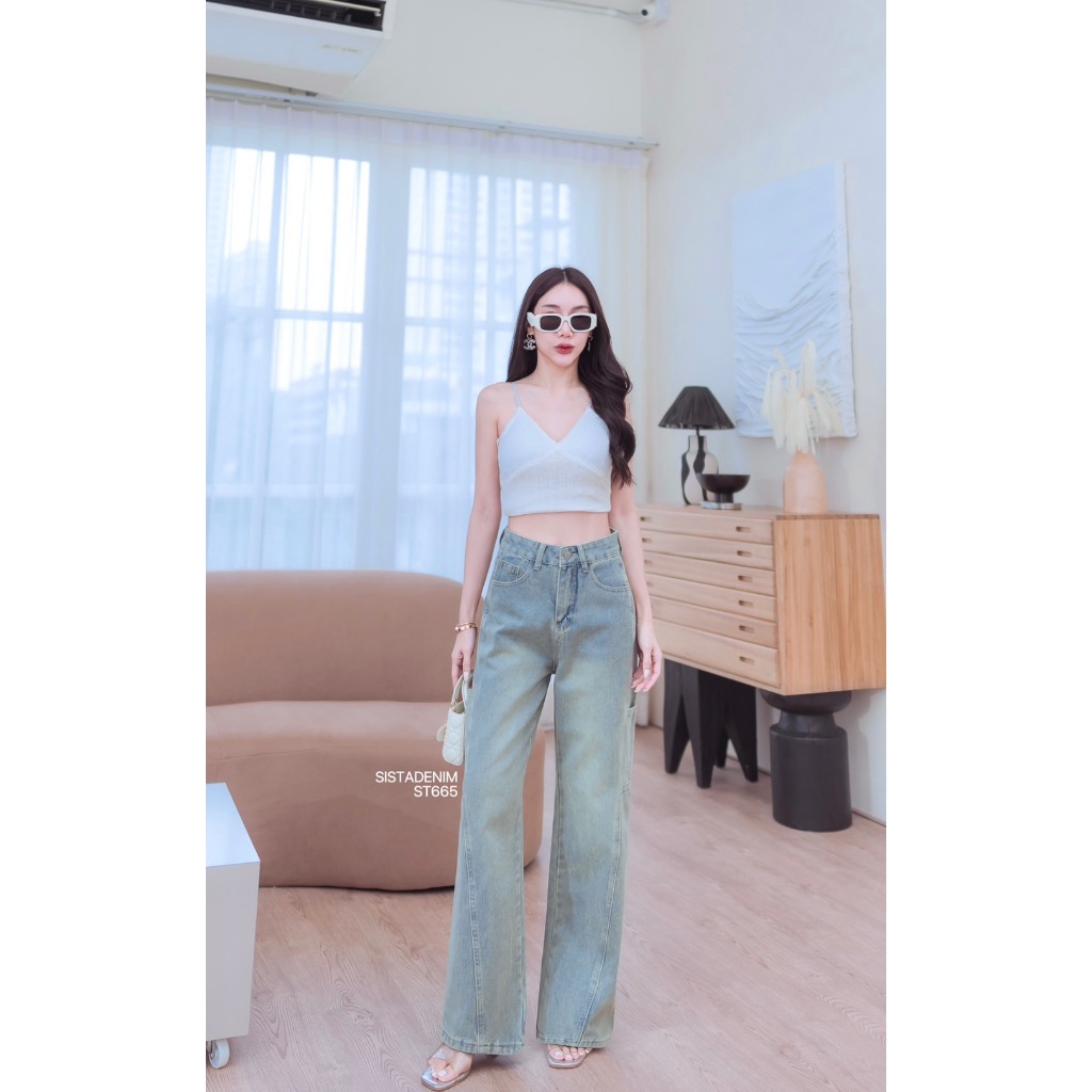 ST665 SistaDenim กางเกงทรงกระบอกใหญ่